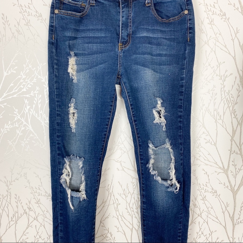 HARPER Distressed Released Hem Stretch Skinny Jean Destroyed - Picture 4 of 14